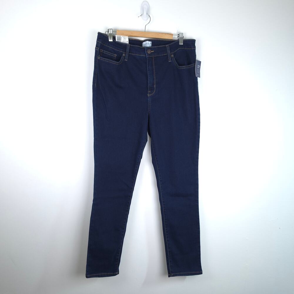 Crown & Ivy NEW High Rise Skinny Denim Jeans Dark Wash Size 16 Women's